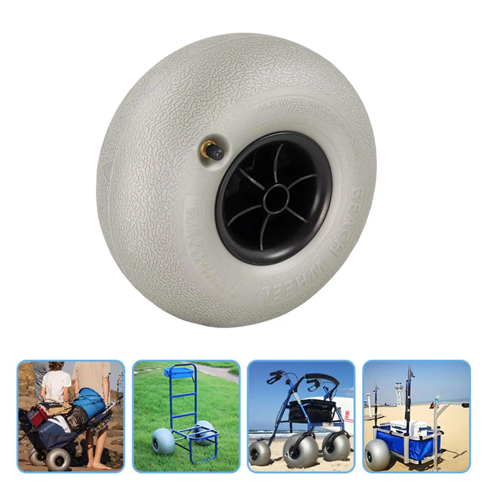 

Heavy Duty Balloon Tire Beach Wheels 45kg Load Inflatable Wheel for Inflatable Kayak Cart Nautical Trailer Roller