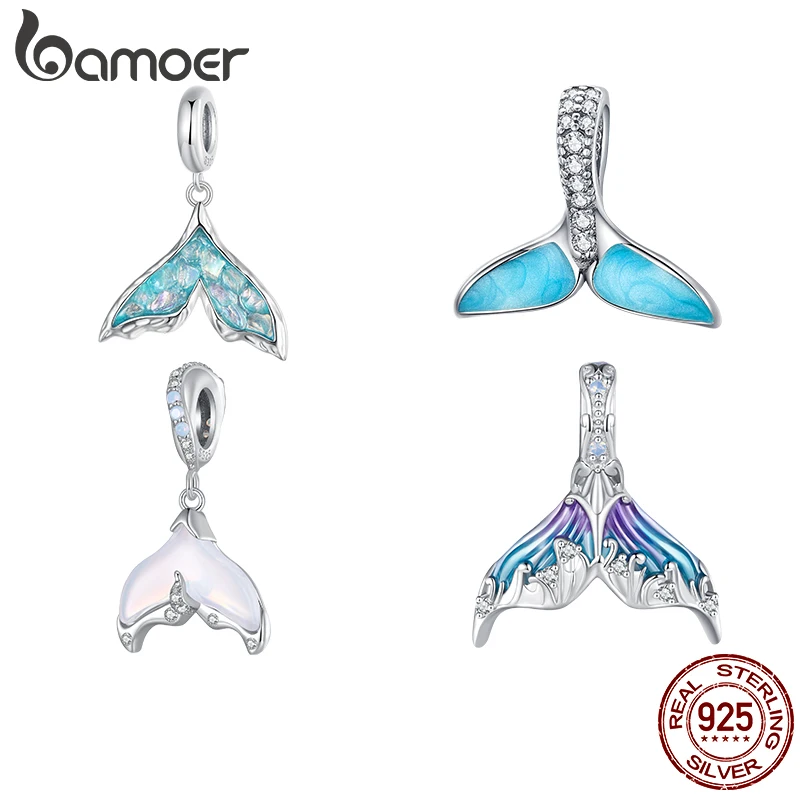 

Bamoer Original 925 Sterling Silver Blue Mermaid Tail Pendant Fishtail Sea Dreamy Bead for Women DIY Fine Jewelry Wedding Gift