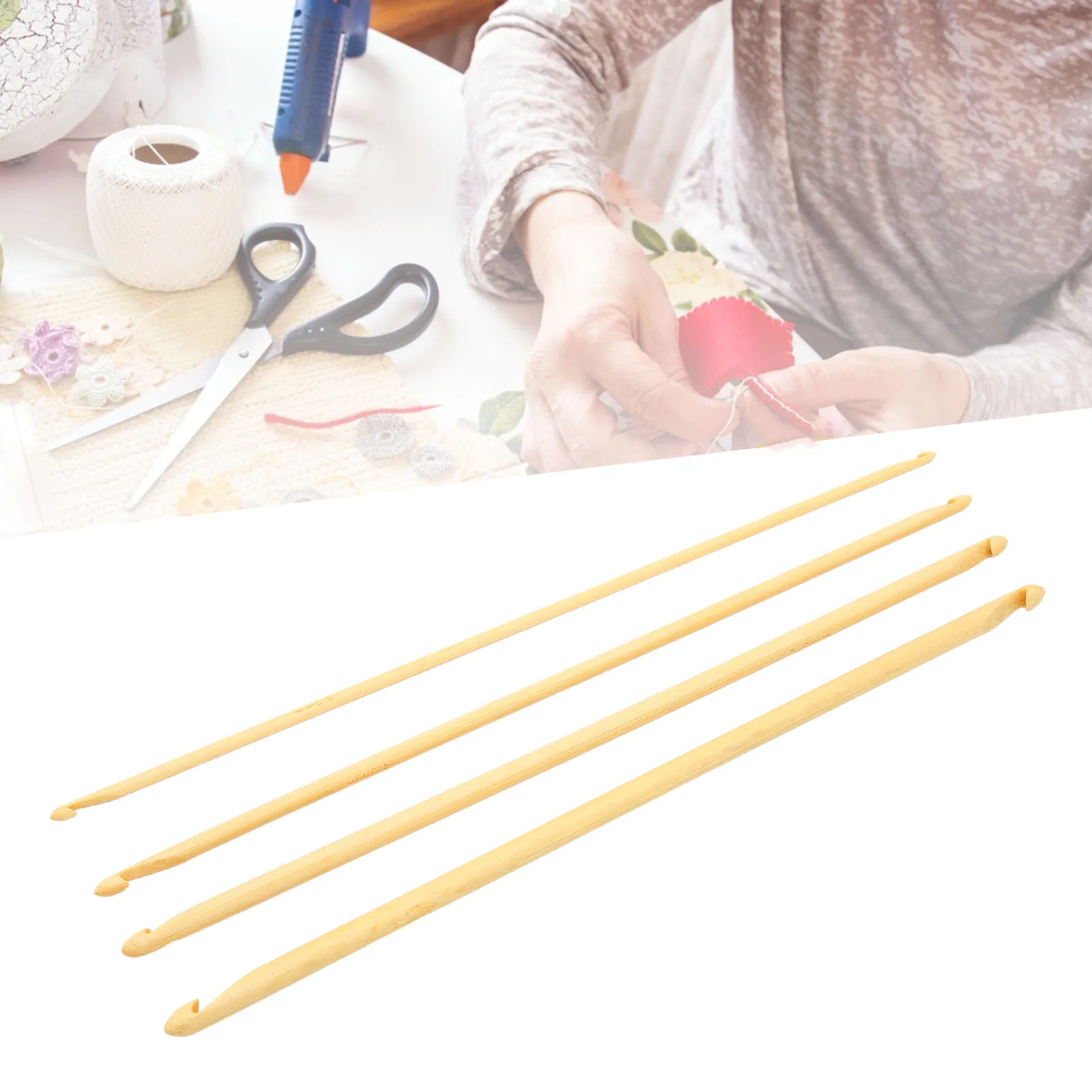 Tunisian Crochet Hooks Double Ended Assorted Size 9.4in Long Multi Purpose Durable Bamboo Yarn Knitting Hook for DIY