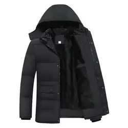 Chaqueta informal con capucha para hombre, abrigo de algodón grueso con cremallera, forro de felpa, diseño a prueba de viento