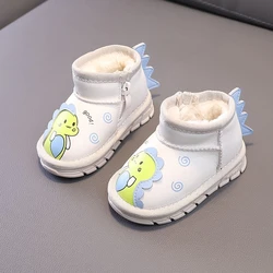 Cute Cartoon Dinosaur Baby Boys' 2022 Snow Boots Children's Fashion Round Head Casual Non Slip Warm Winter Girls' Short Boots