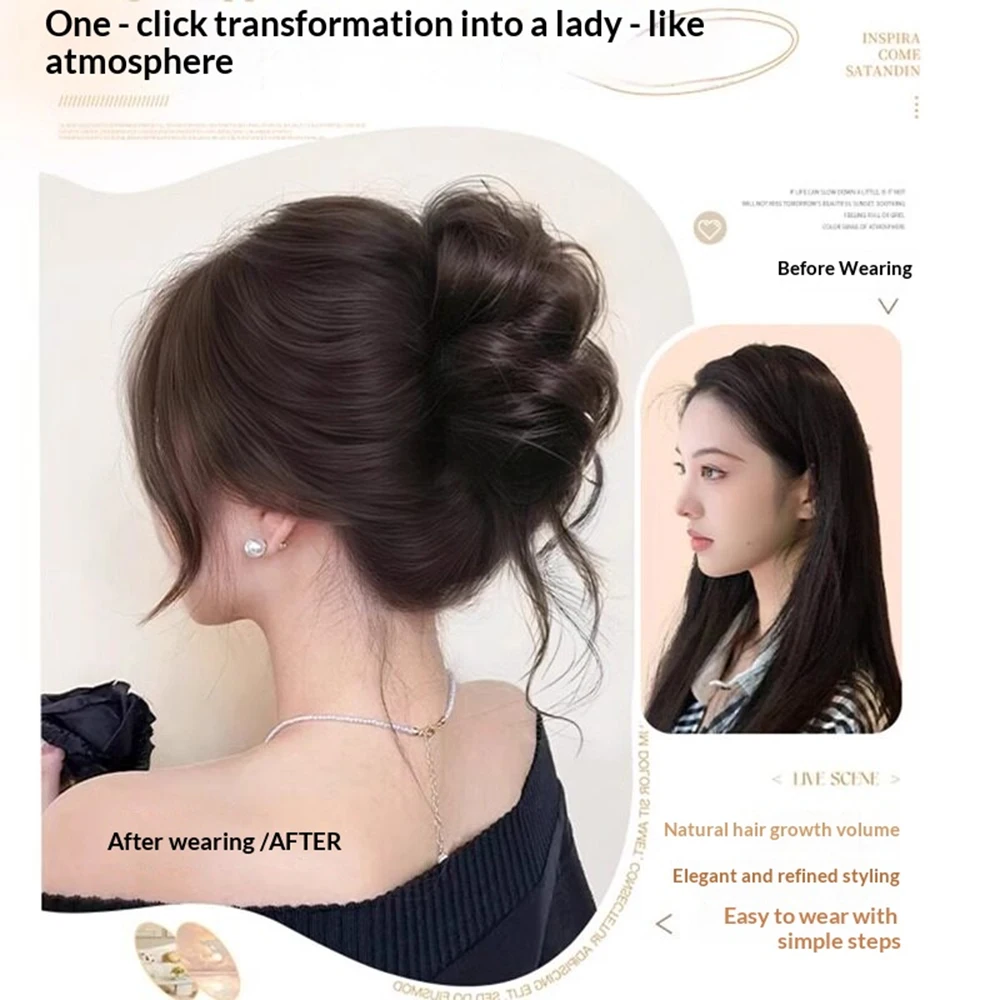 1pc Elegant Chignon Bun Extension Claw Clip Synthetic Hairpiece Fake Hair Bun for Women Girls Daily Party Wedding