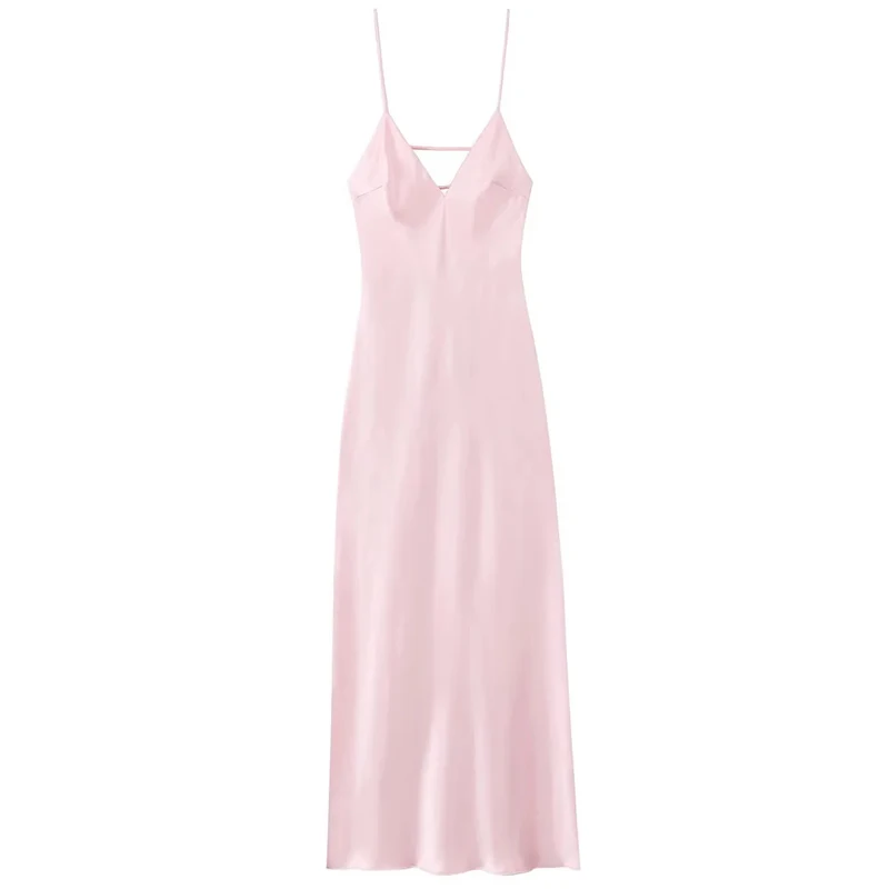 HXAO زلة امرأة فستان الصيف بلا أكمام الساتان فستان طويل مشد عارية الذراعين الصلبة المرأة مثير فساتين فستان الشمس مساء فستان 088 #2