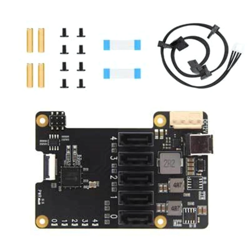 X1009 5 Port PCIE to SATA3.0 Expansion Board For RPI 5 5B For High Capacity Dropship