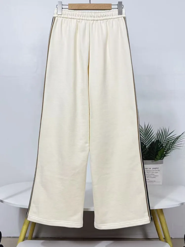 Hochgeschnittene Weite Hose mit Farbblockdesign, Elastischem Bund, Lässige Modehose, Asymmetrisches Design, Lange Hose für den Alltag