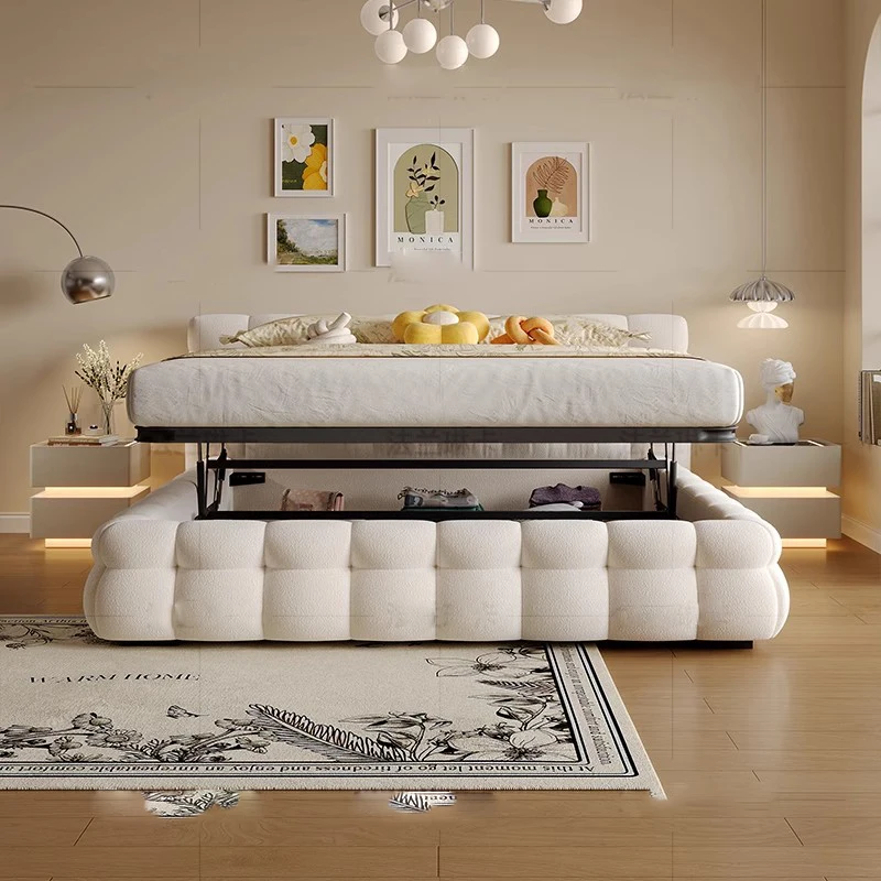 ألواح رأسية عائمة مزدوجة حديثة للسرير، منصة سرير لغرفة النوم بحجم كينج، تصميم أوروبي للأميرة، أثاث عصري من موبليس