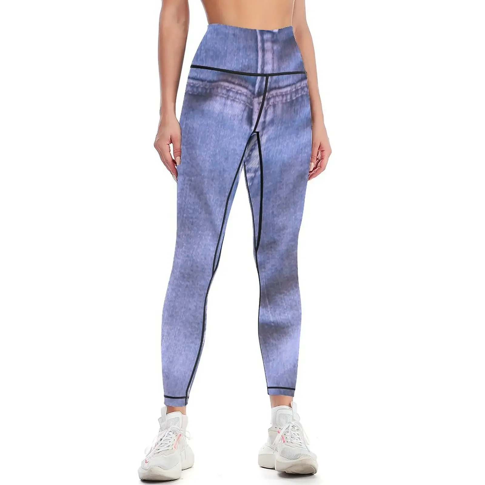 

Blue Jeans Denim Pockets Leggings sport pants gym sportswear woman Womens Leggings