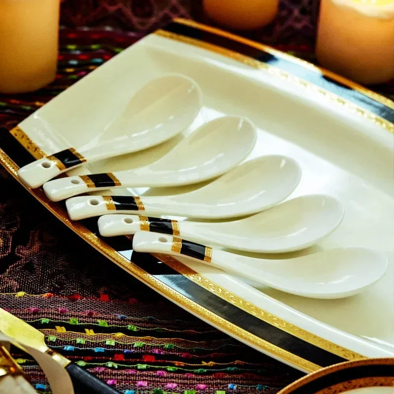 Ceramics Bone China Tableware Set European Simple Style Bowls and Plates Household Dining Dishes Eating Set