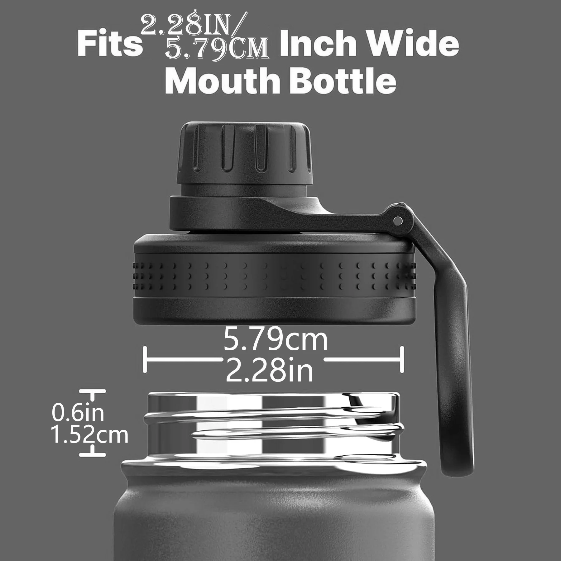 2 Wide-Mouth Bottle Spout Caps for 12, 16, 18, 22, 32, 40, 64oz Sports Water Bottles, Replacement Caps for Space Bottles