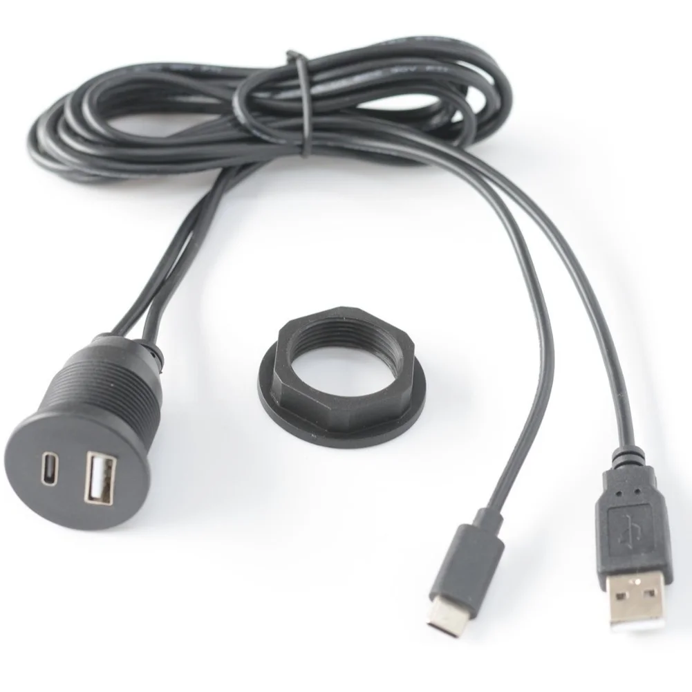For Motorcycle Dashboard Car USB Adapter Socket Car Usb Extension Cable Data Transfer Capable Tidy Cable Management