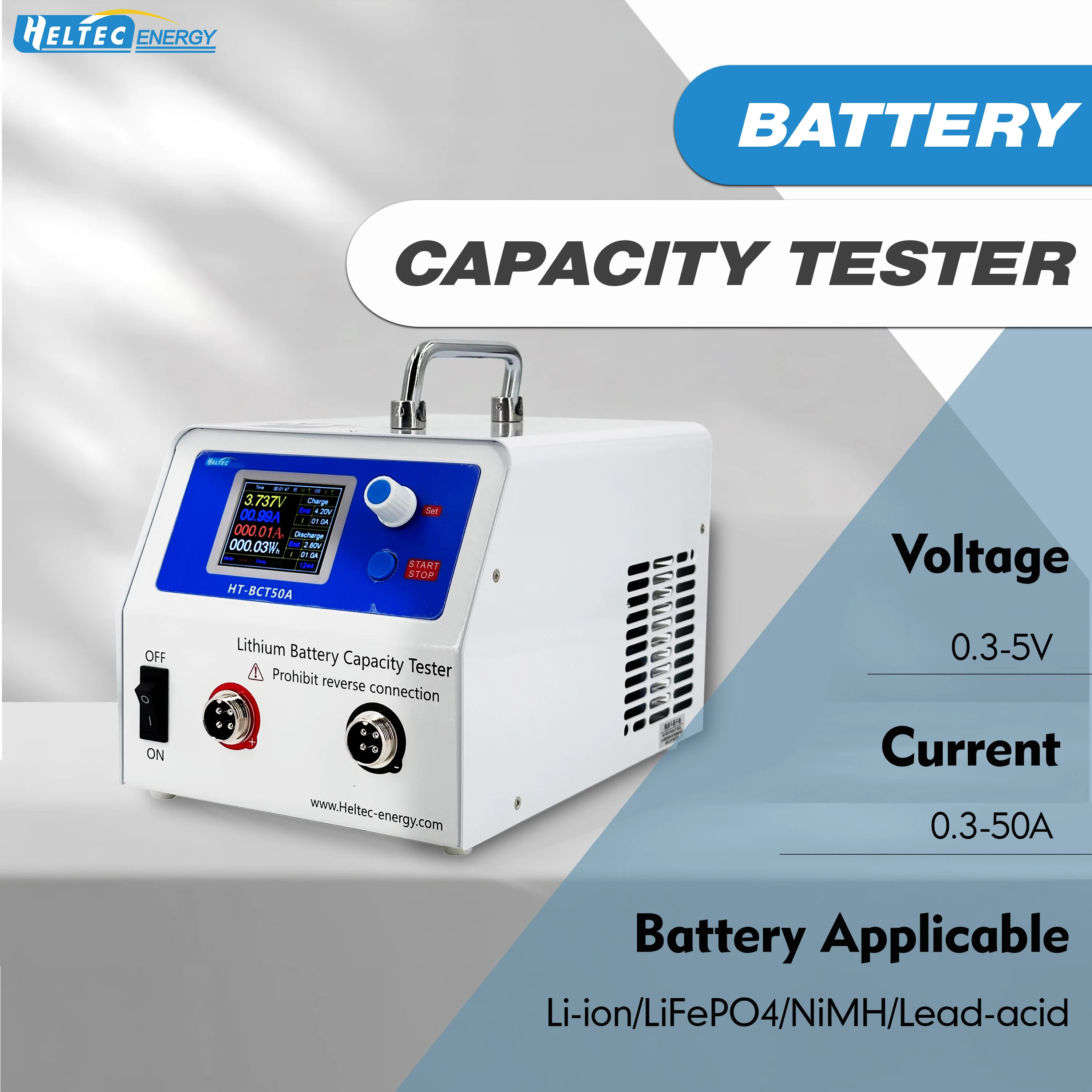 

Heltec 50A 5V Charge Discharge Battery Capacity Tester Load Tester for NCM/LiFePO4/NiMH/Lead-acid Battery for Electric Vehicles