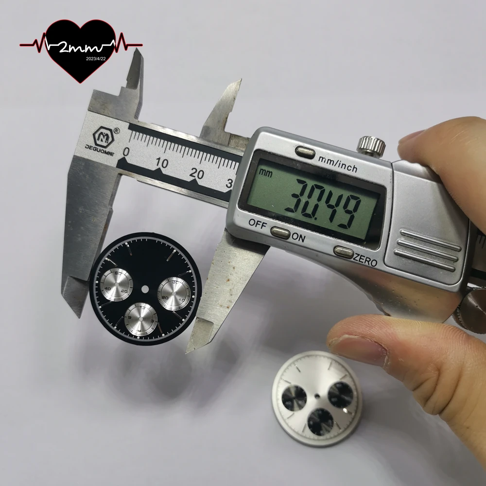 قرص الساعة 30.5 ملم أمة الله ساعة فضية سوداء وجوه قرص فرعي أخضر لوم لحركة ST1903 ST 1903