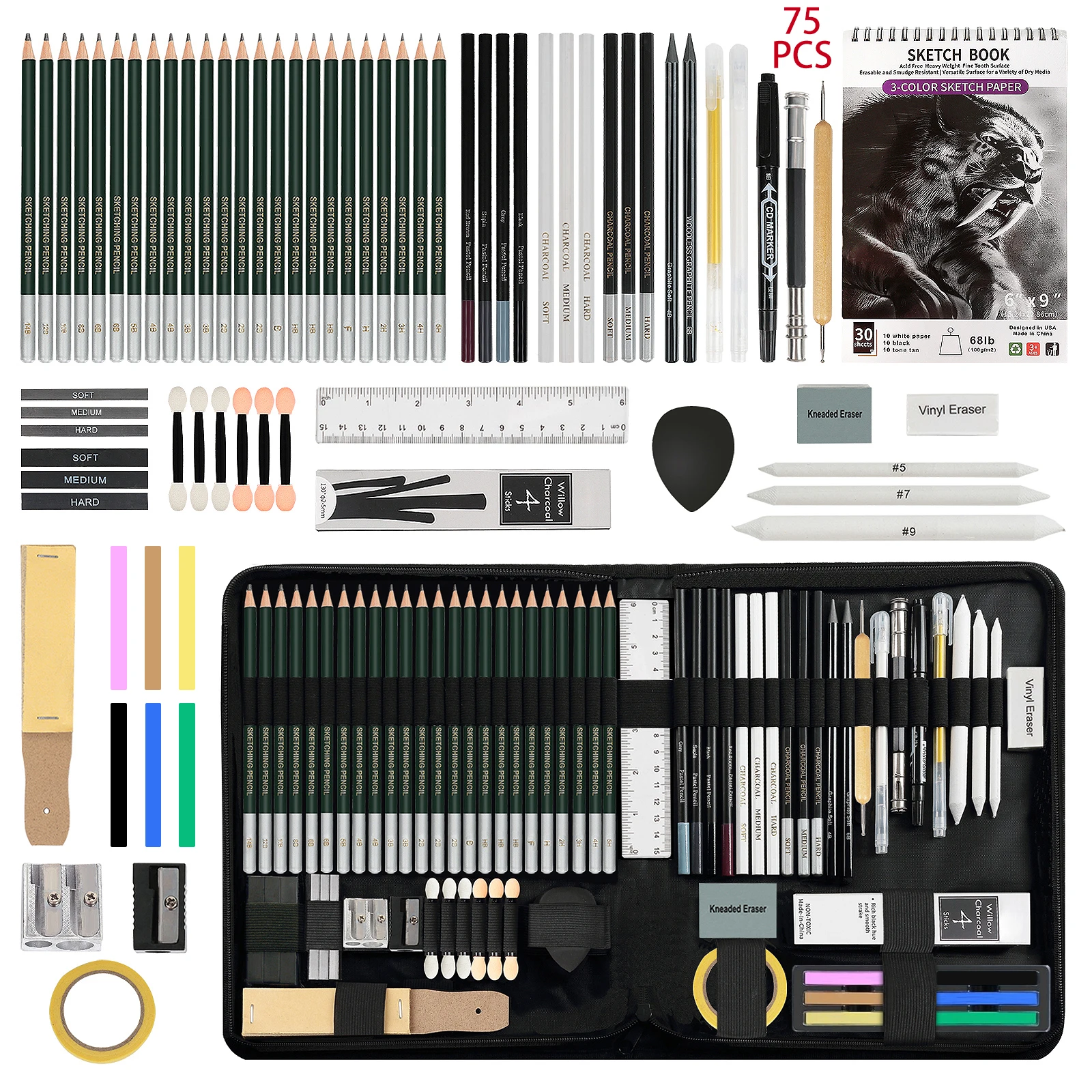 14/29/46/64/68/75 pcs Drawing Sketching Coloring Set Drawing Pencils & Sketching Kit Art Tool Kit Professional Art Supplies Set