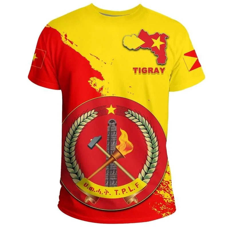 Men's T-Shirts Africa Country Ethiopia Tigray Flag Print Men Women Summer Casual Y2k Tee Short Sleeves Streetwear Top Tees