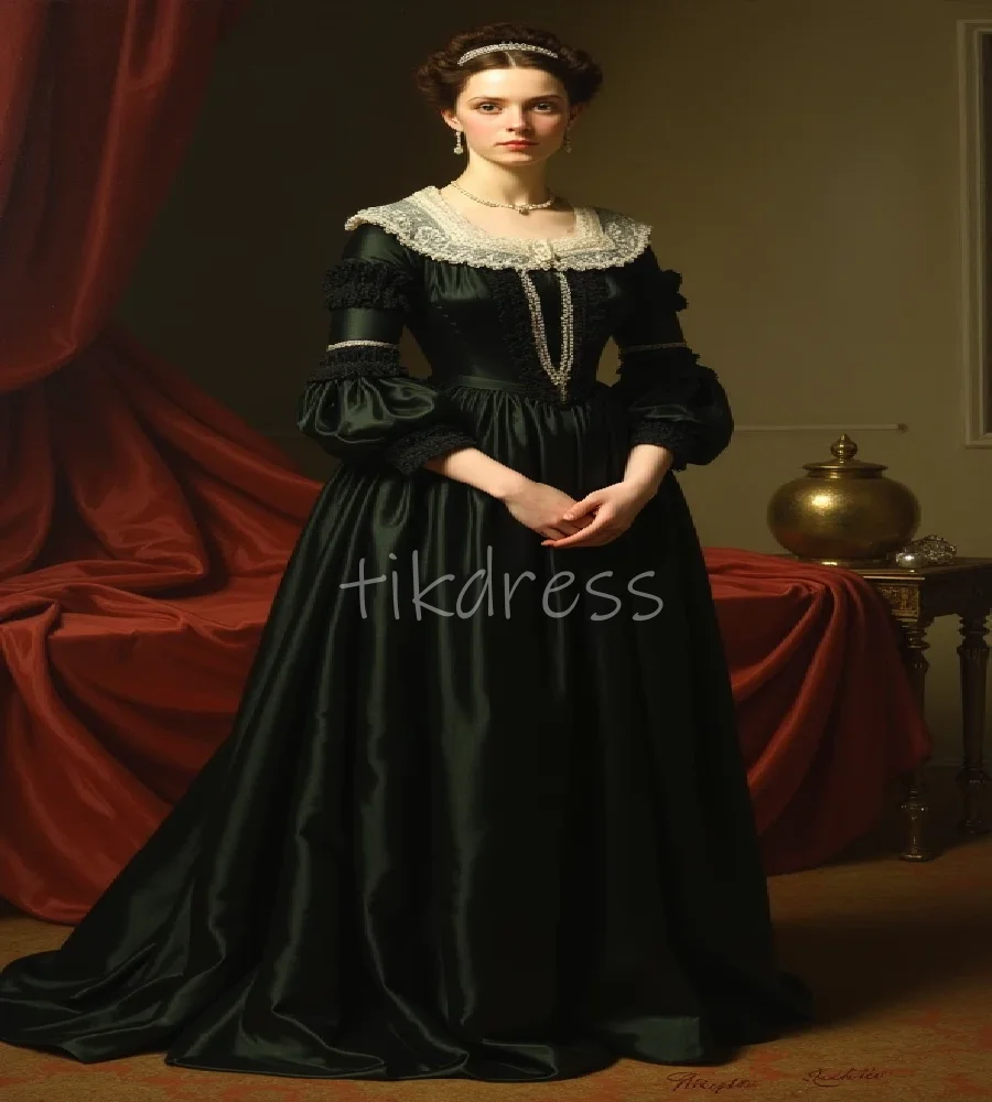 

Antique European Medieval Peasant Prom Dress With Lace Vintage Civil War Costume Evening Dress NobleDuchess Formal Customized