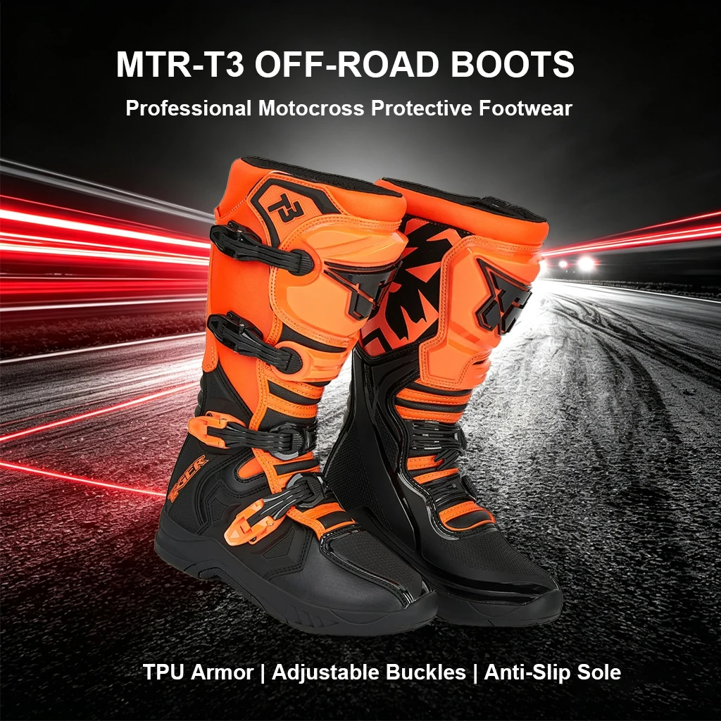 TR T3 Motorcycle Riding Shoes Long Protective Riding Boots Racing Shoes All Seasons Wear-resistant Anti Slip Motorcycle Boots