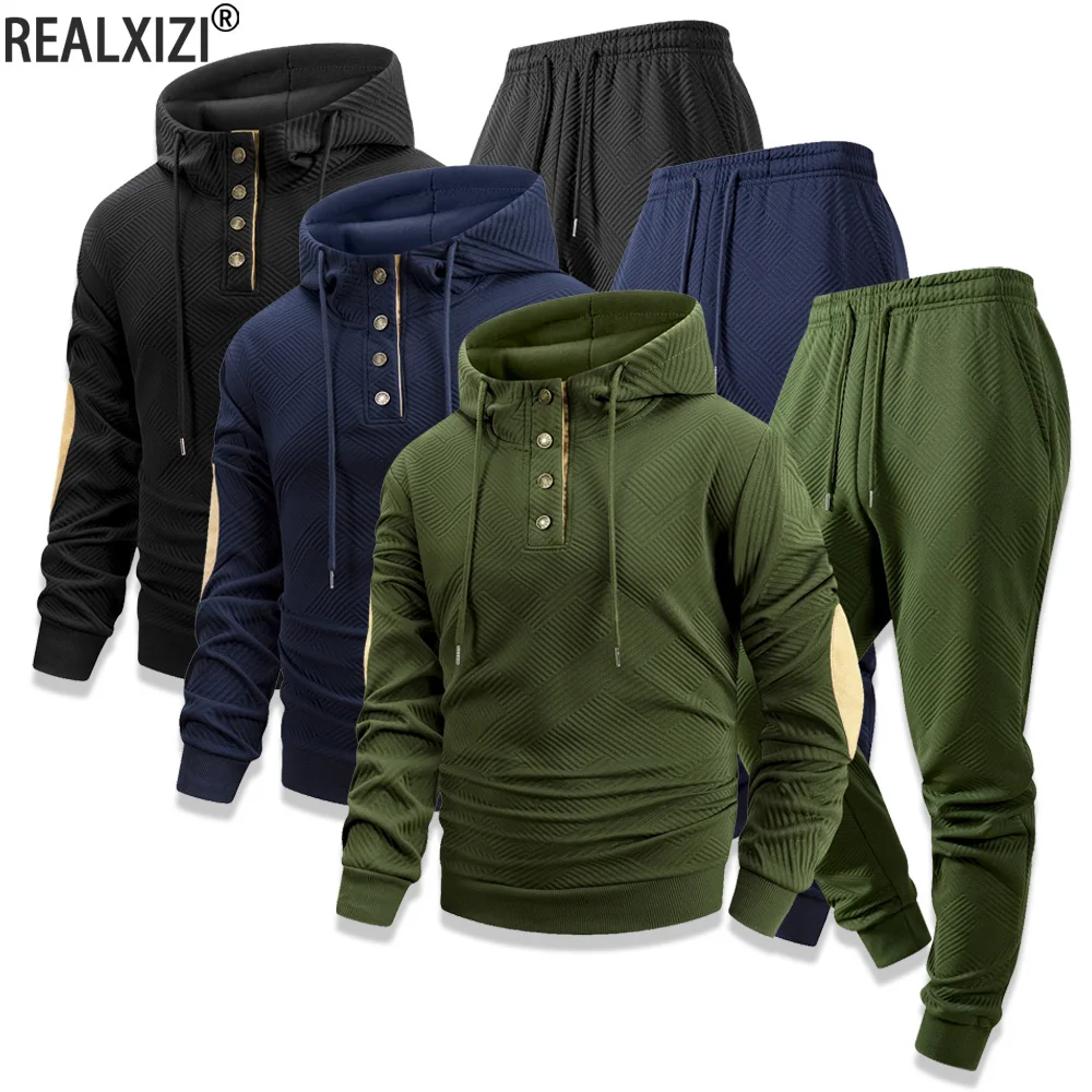 

Autumn and Winter Men's Sports Suit Daily Casual Outdoor Jogging Hoodie + Pants 2 Piece Set Male Sweatshirt Pants Tracksuit