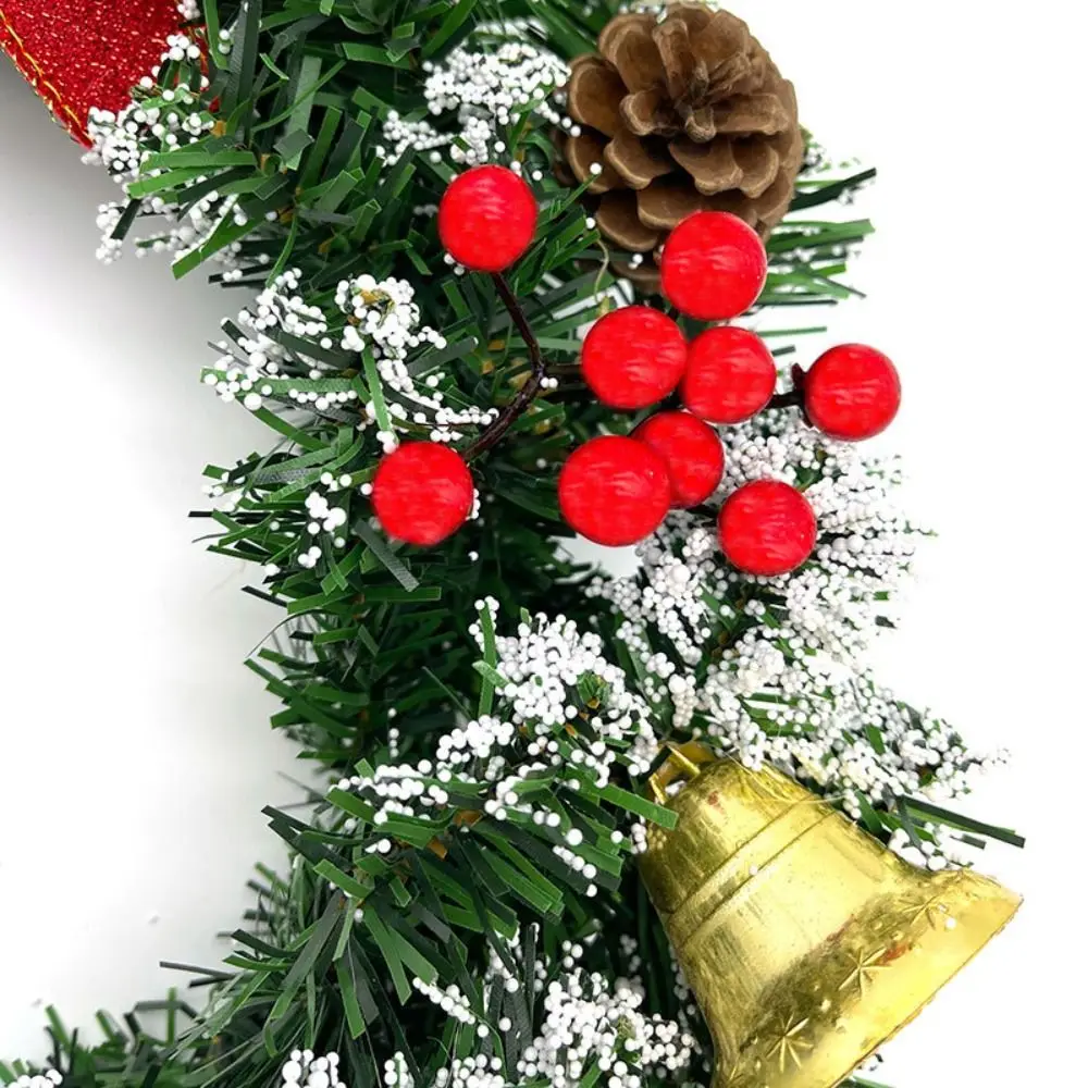 20/30/40 ซม.พวงหรีดคริสต์มาส Pinecones Bowknot Red Berry Xmas Tree Garland หิมะประดิษฐ์หน้าต่างแขวนตกแต่งหน้าต่าง