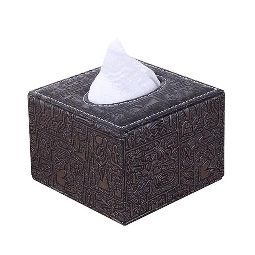 Box Cover Paper Napkin Holder Case Room Car Hotel Tissue Holder Waterproof Easy Cleaning Black Leather Living Room Bedroom