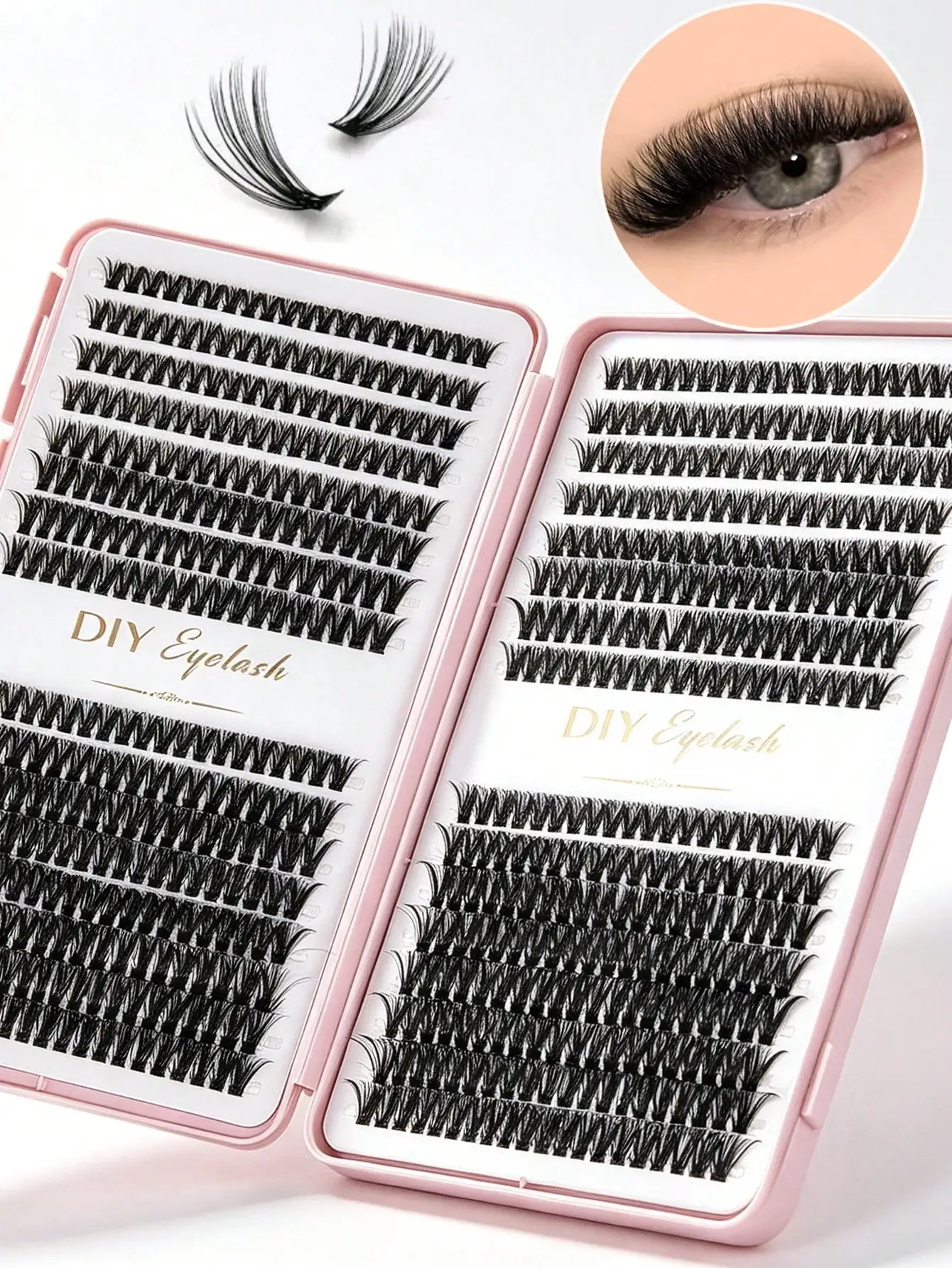 DIY Wimpernverlängerungen für Anfänger, Mischlänge Natürliche Volumen Einzelne Wimpernbüschel, Praktische Segmentierte Falsche Wimpern – Detail 2