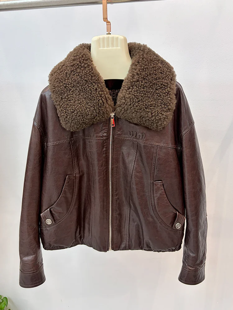 2026 New Fashion Natural Sheep Lamb Fur Coat Women's Genuine Sheepskin Leather Jacket Warm Luxury Coats