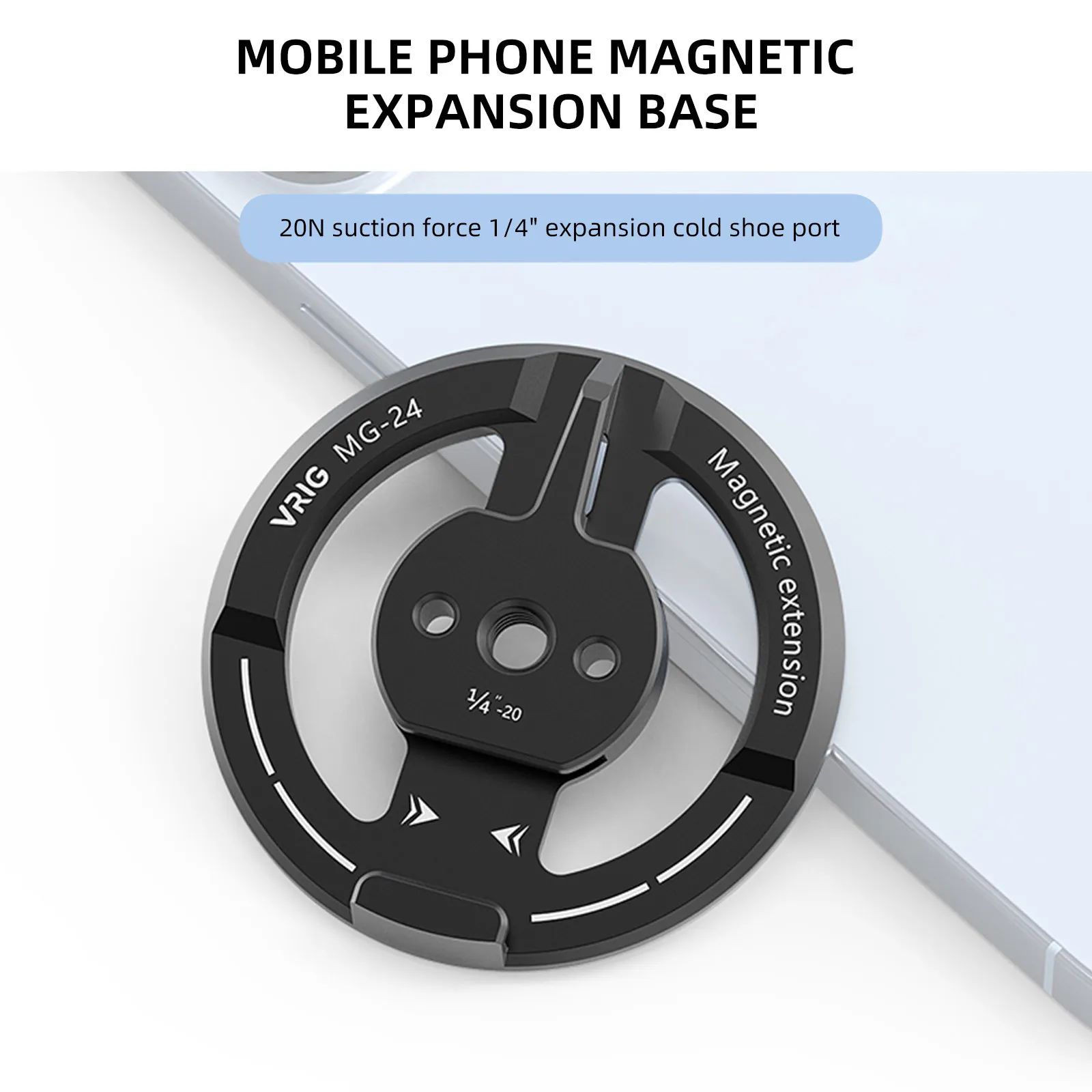 for Magsafe Magnetic Phone Tripod Mount Adapter with Cold Shoe W/ Adhesive Magnetic Ring 1/4” Screw Hole for Ball Head/Tripod
