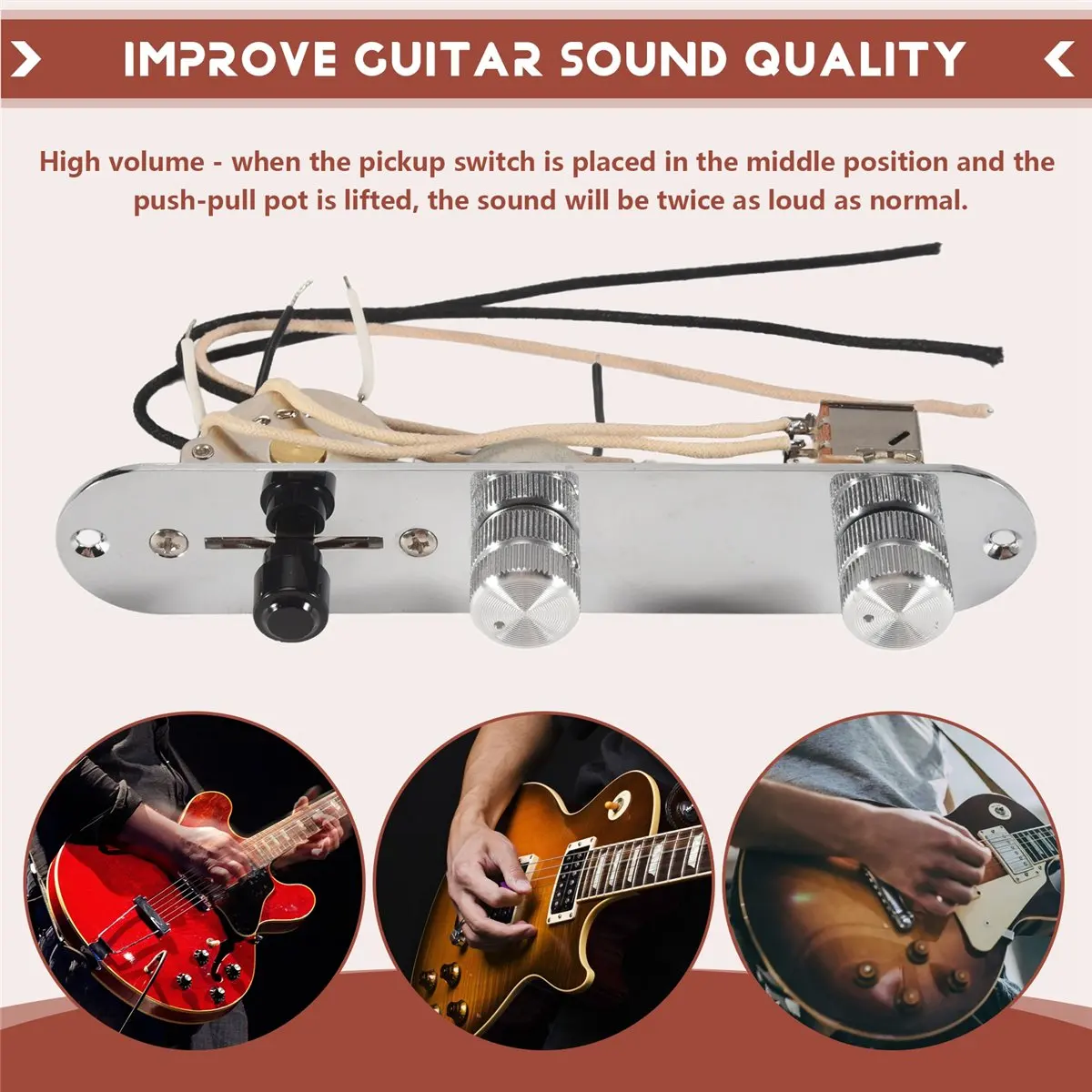 

ABFS Prewired Guitar Control Plate Assembly,Loaded 3-Way Blade Switch Push Pull Potentiometer Excellent CTS Pot Speed Knobs