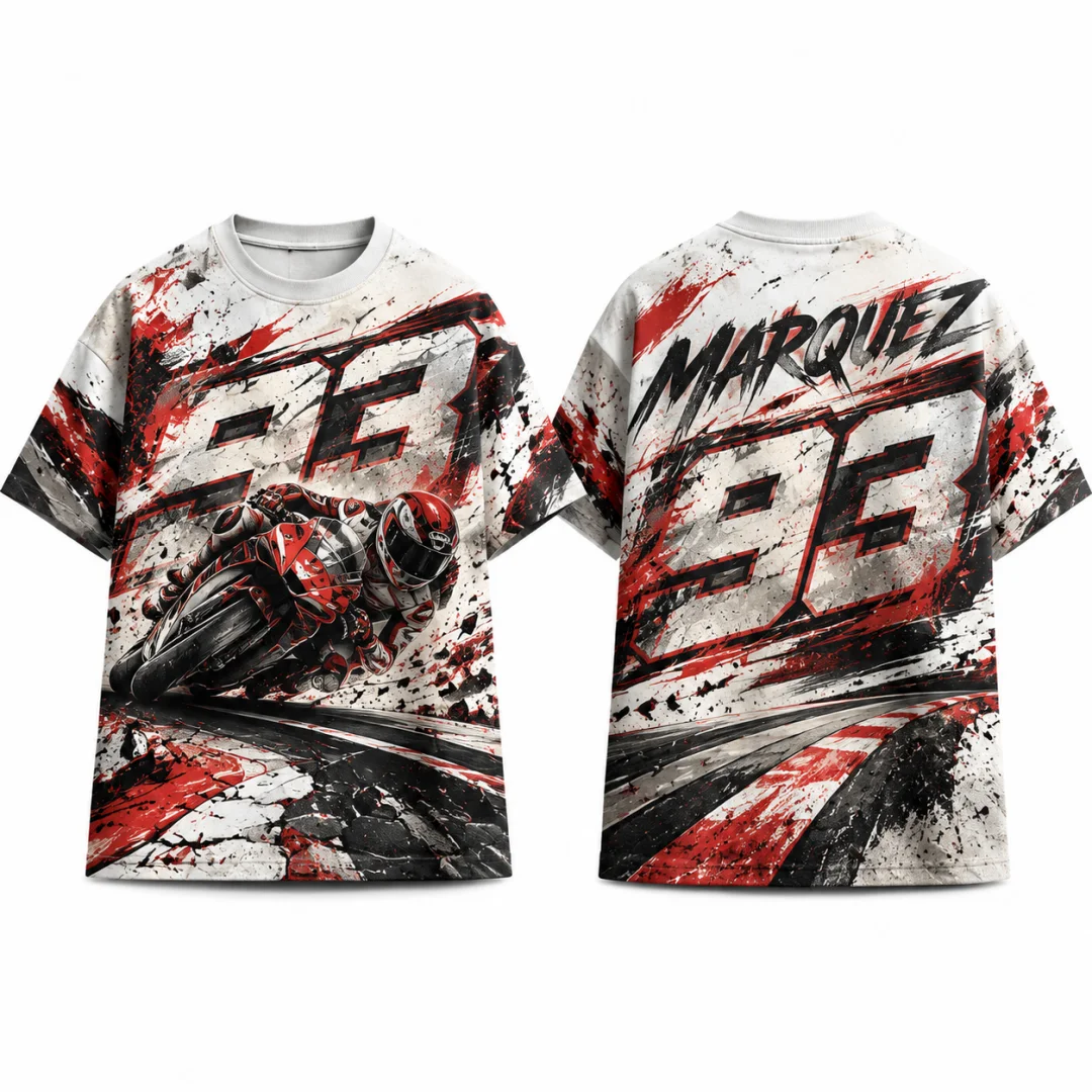 2026 Marquez #93 Motorcycle Racing T-Shirt Unisex Oversized Short Sleeve Tee Biker Splatter Graffiti Streetwear Fan Gift