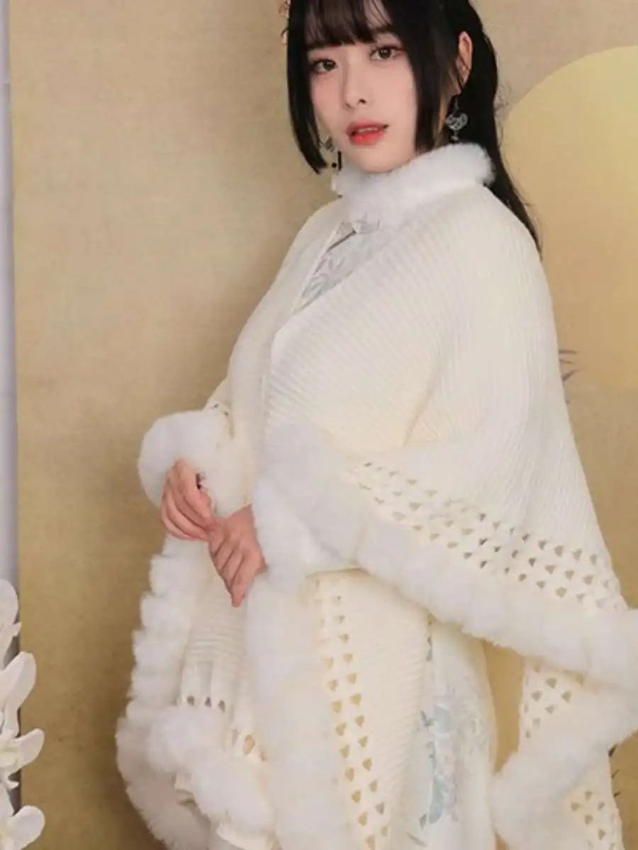 

Новое вязаное пальто-накидка в китайском ретро-стиле с бахромой, большие размеры, верхняя одежда для женщин, для зимнего сезона, без рукавов