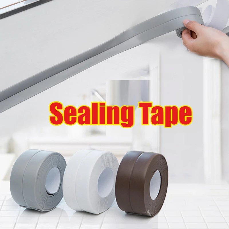 1m/3.2m PVC Waterproof Self-adhesive Sealing Tape for Bathroom Sink, Shower, Bathtub and Toilet - Self Adhesive Wall Sticker