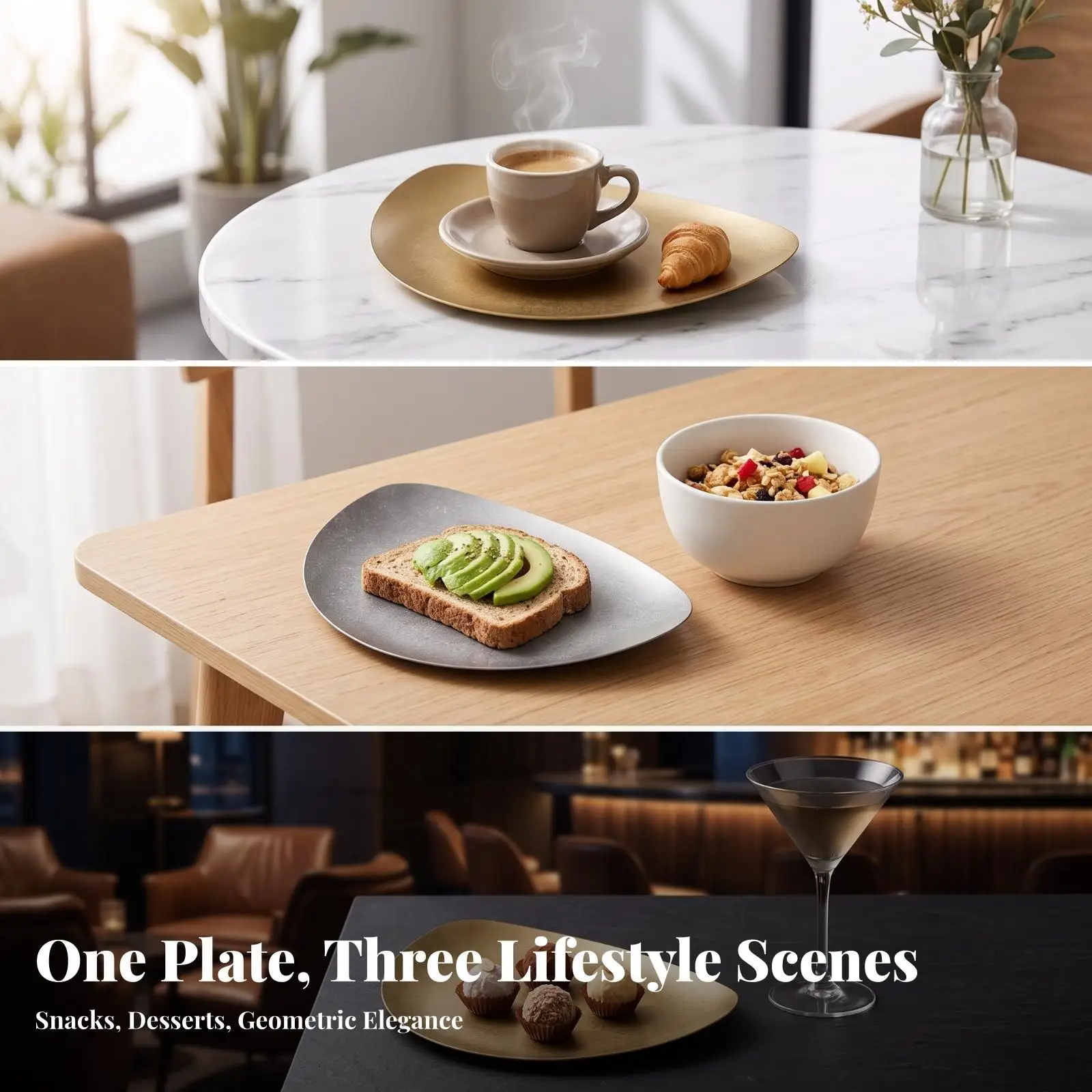 304 Stainless Steel Serving Plate with Smooth Matte Surface for Modern Culinary Plating and Ceramic Alternative Tableware Style