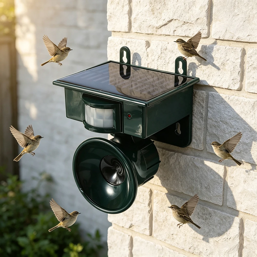 Smart Ultrasonic Solar Birds Repeller,Outdoor Hanging Solar Birds/Animal  Deterrent Device,360° Wide-Area Coverage,Outdoor Use