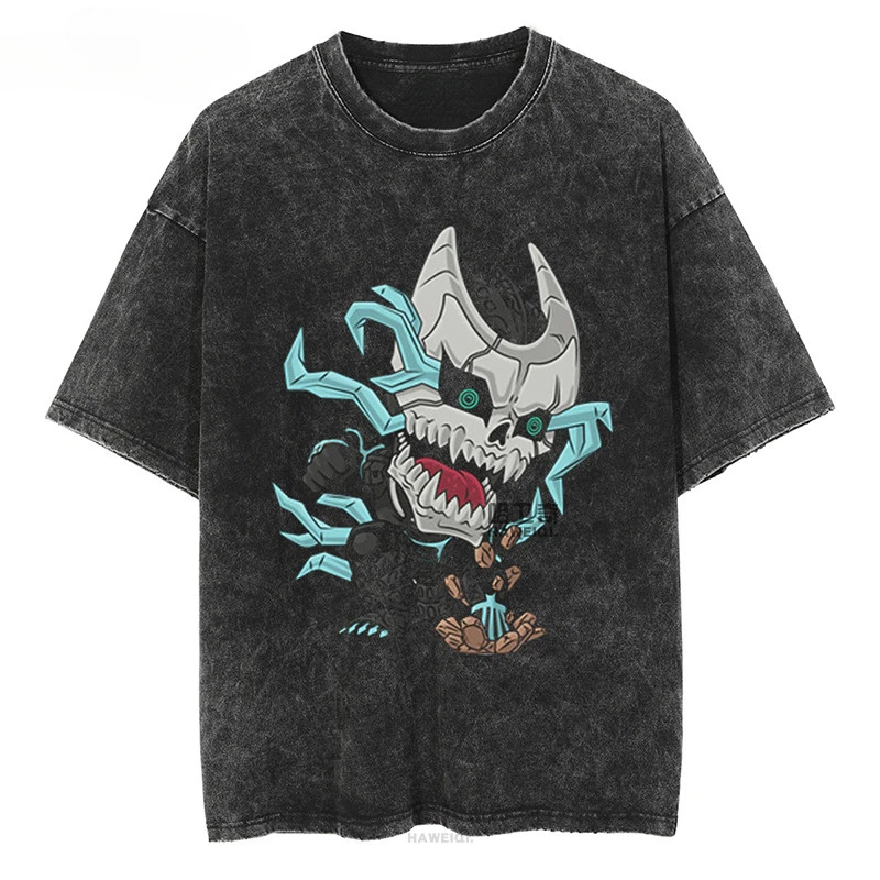 New Summer KAIJU NO.8 T-Shirt - Nihibun Karafuka Collection - Short Sleeve T-Shirt with Vintage Washed and Weathered Finish
