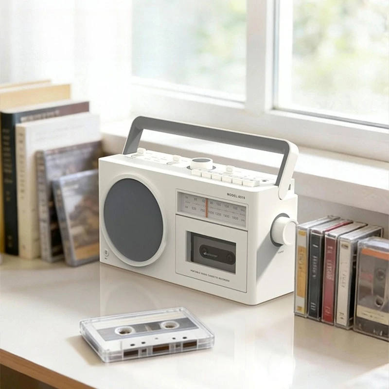 Retro Rechargeable Cassette Player Recorder, Vintage Radio Bluetooth Speaker for Home Nostalgic Audio Playback