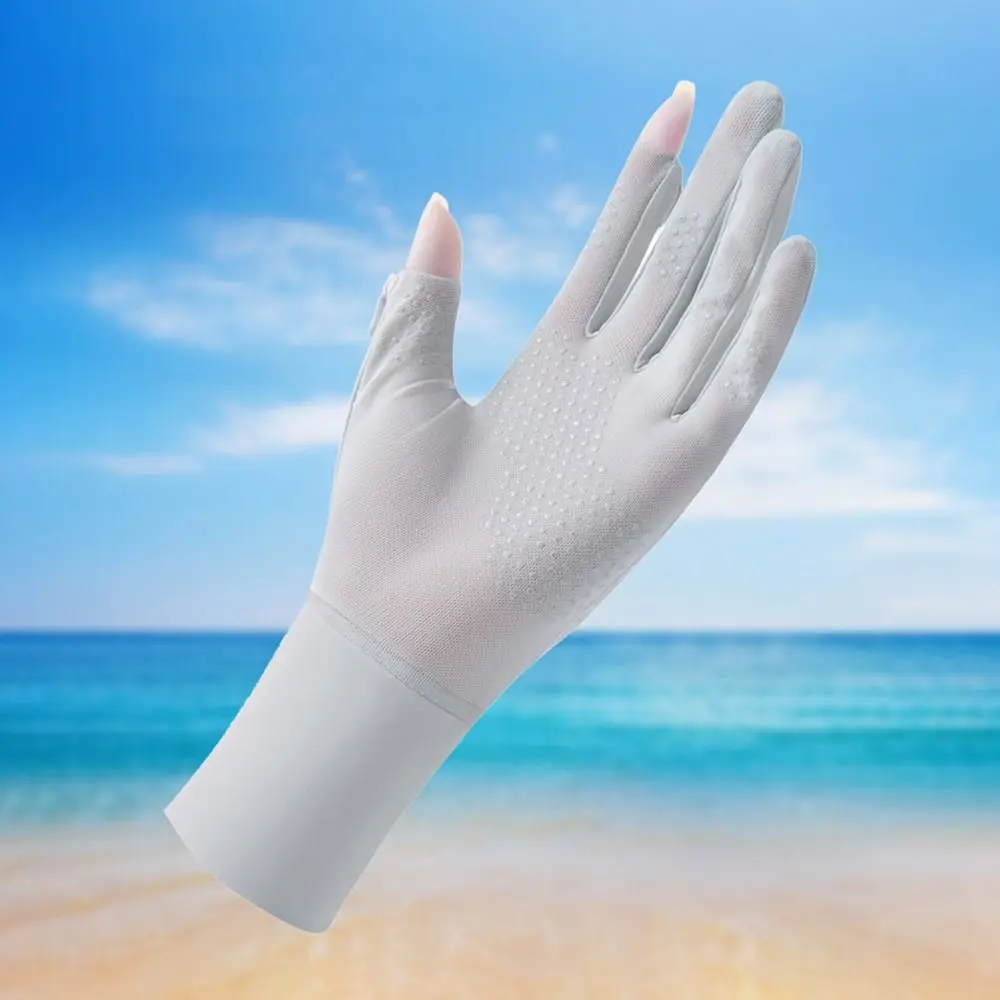 

Fashion Thin Sunscreen Gloves Ice Silk Elastic Anti-UV Mittens Slip Resistant Touch Screen Cycling Driving Gloves Women Girls