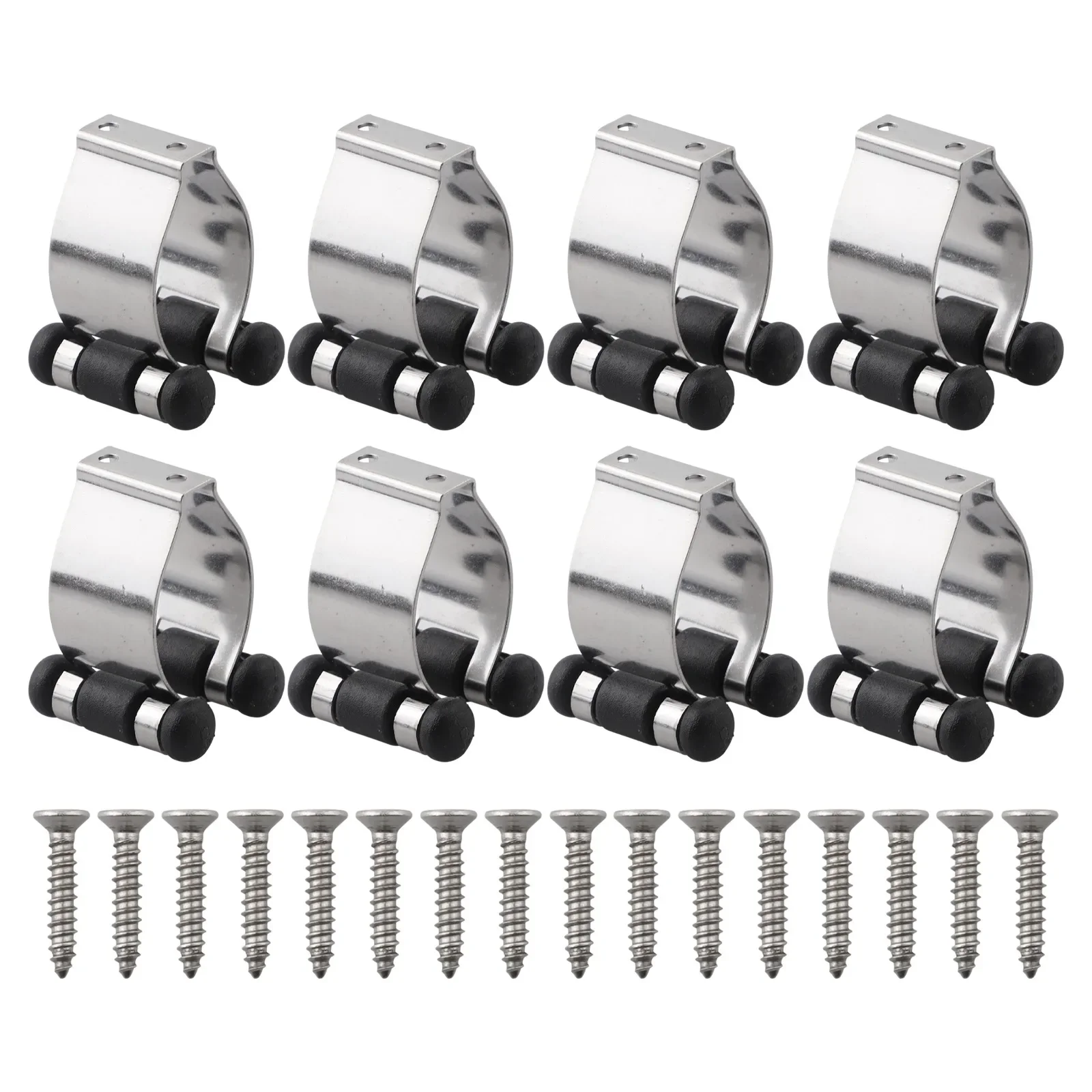 

Metal 8pc Pool Cue Clips Wall Mounted Holder Rack with Screws for Neat and Convenient Billiard Cue Organization