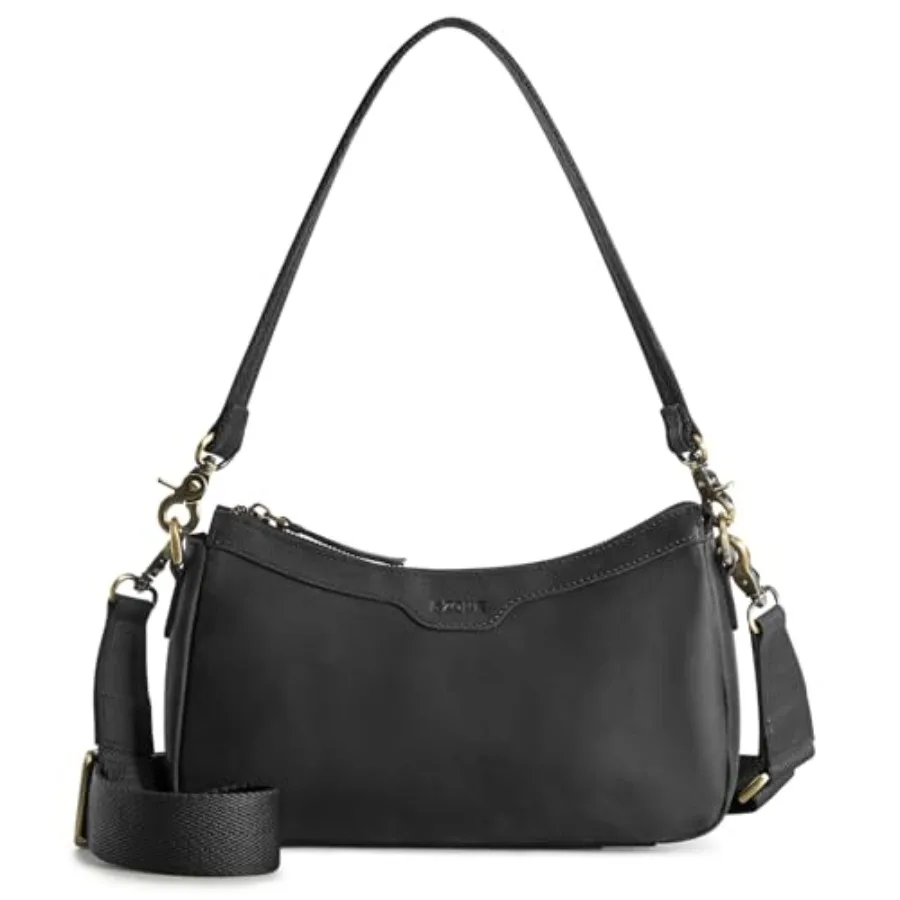 

Leather Shoulder Bag for Women Small Crossbody Bags Hobo Purses with 2 Straps
