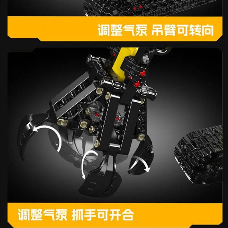 モールドキング 17077 組み立てブロック 油圧ロググラップルモデル MOC メカニカルクレーンおもちゃ 多段ギア制御 空圧部品 866ピース