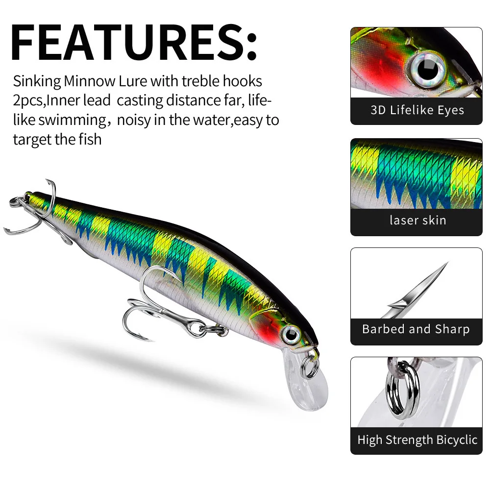 

Sea.Yolo 6cm-11cm Hard Bait MINNOW Lure Bait Ultra-Long-Distance Throwing Slow Sinking Bionic Artificial Bait for Sea Bass Fish