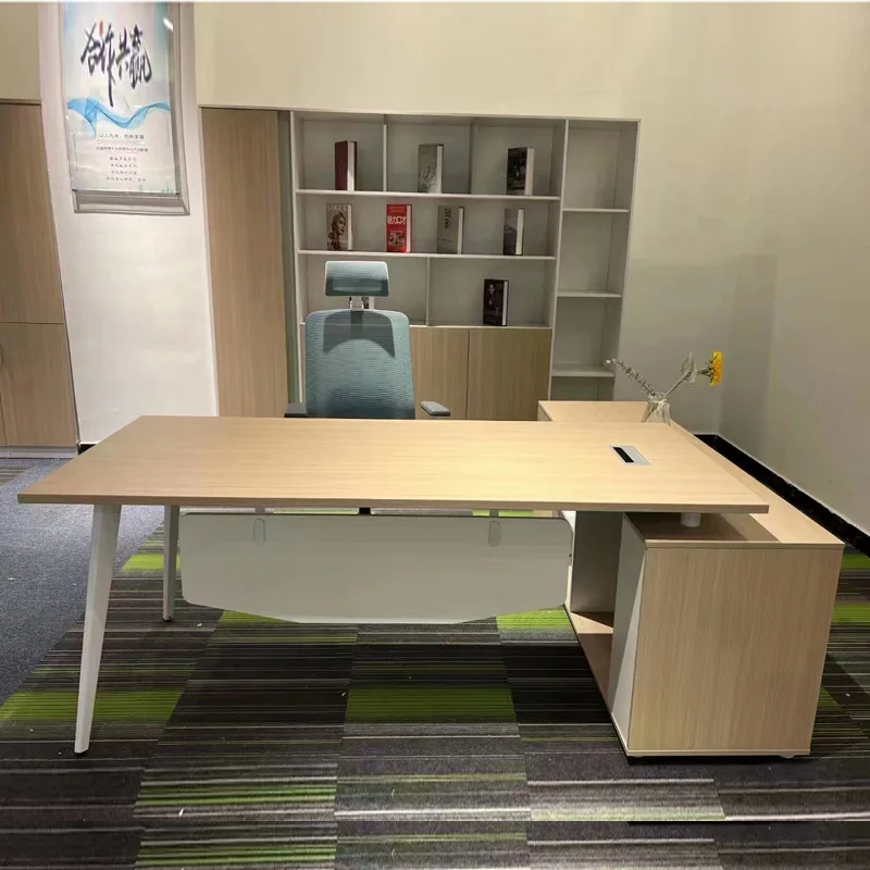 

Contemporary Boss Office Desk and Chair Set Simple Modern Executive Manager Desk for Home or Office Building Single Furniture