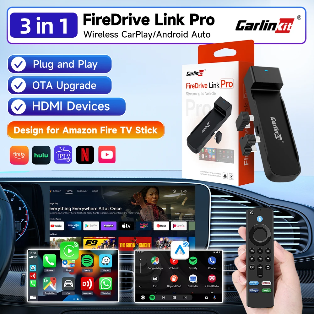 2026 Carlinkit Wired CarPlay to HDMI Adapter For Fire TV Stick Videos HDMI Streaming Box Faster Connect 2K Support HDMI Devices