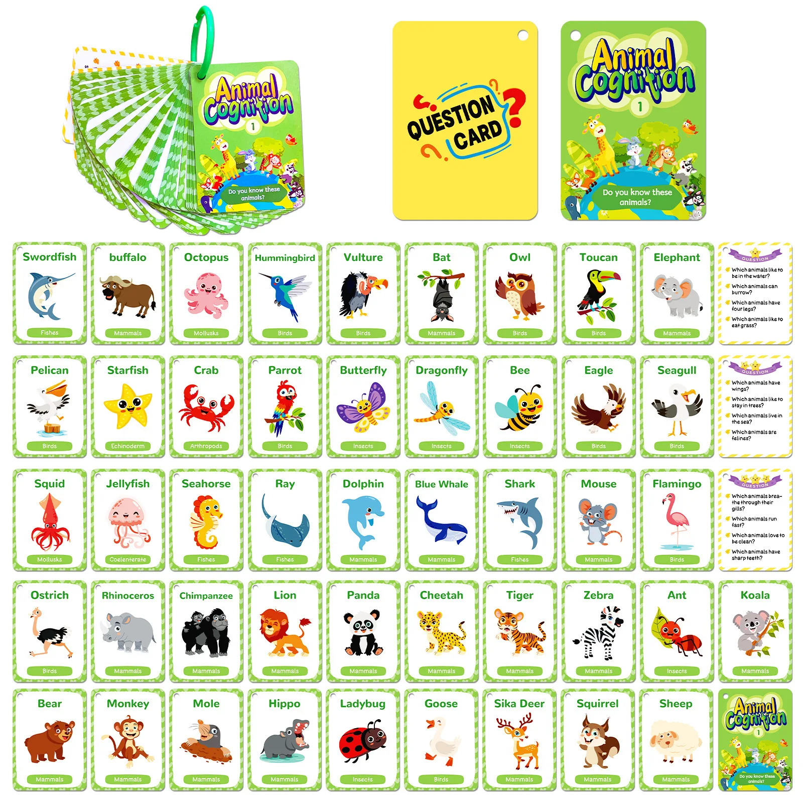 

50 Viral Cute Style Animal Cognition Cards New Parent Child Communication Puzzle Enlightenment Educational Fun Useful