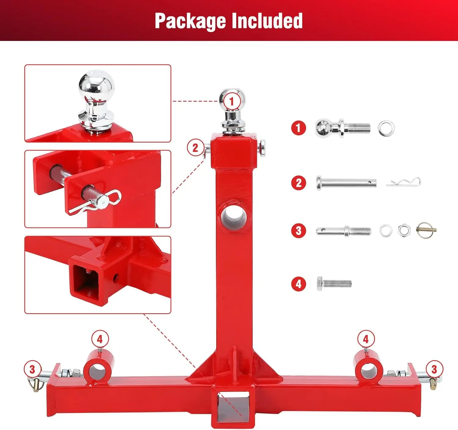 3 Point Gooseneck Trailer Hitch with 2