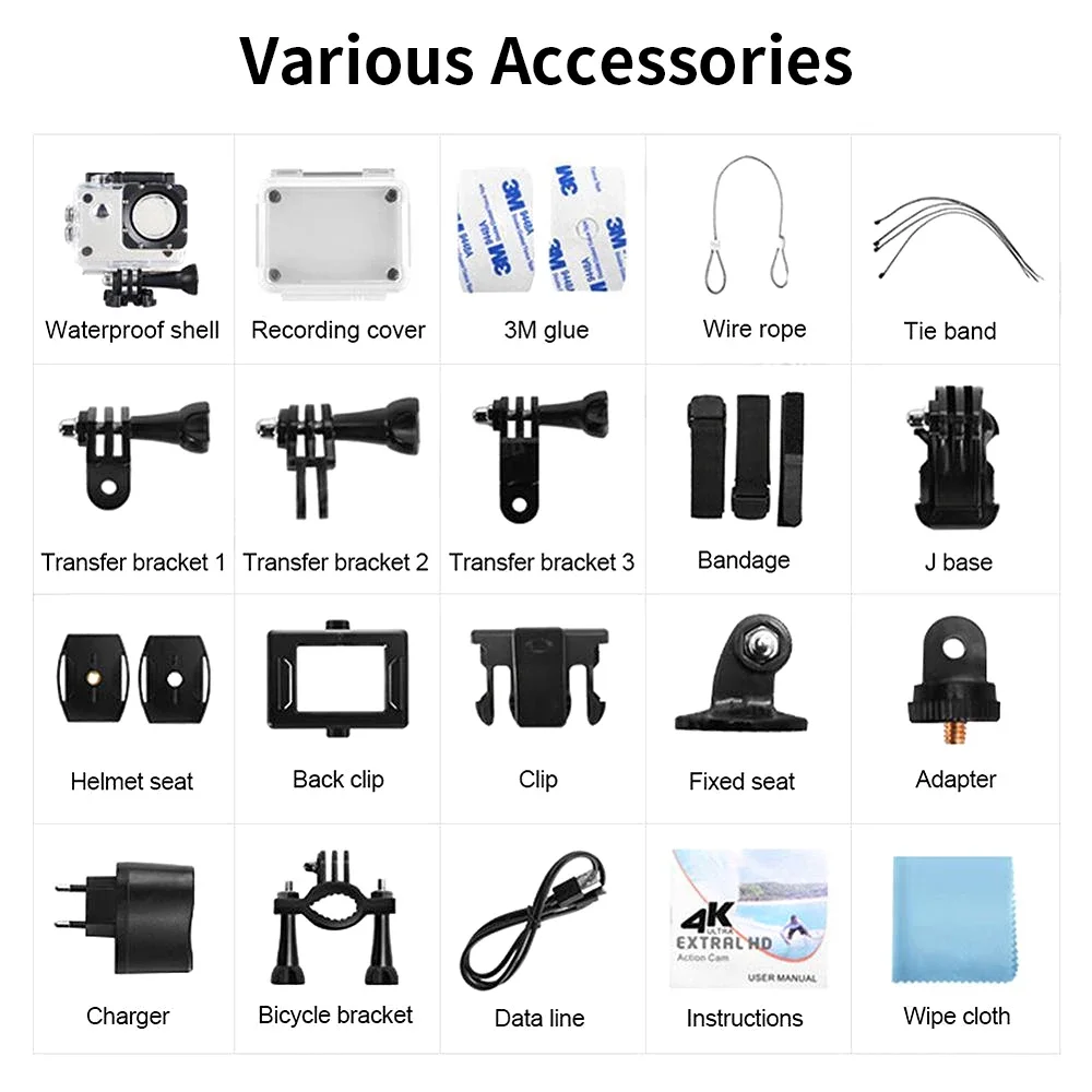 H9R 4K HD 1080P 60fps Action Camera Ultra WiFi Remote Control Sports Video Camera 2.0\