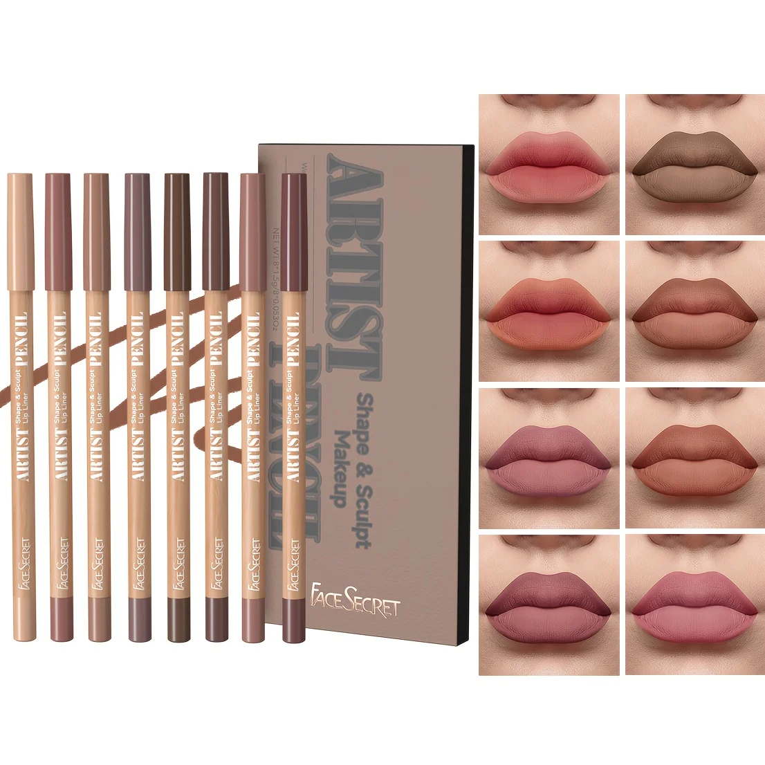 8Pcs 립 라이너 세트 매트 누드 오래 지속되는 방수 Lipliner 데일리 메이크업 방수 립 라이너 펜슬 립 크레용 세트