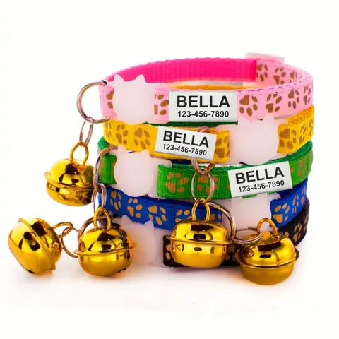 वैयक्तिकृत रिफ्लेक्टिव गोल्ड पॉ कैट कॉलर - बिल्लियों के लिए कस्टम नाम टैग और बेल ब्रेकअवे एडजस्टेबल एंटी-लॉस्ट कॉलर 10 best sales टूटे हुए बिल्ली के कॉलर - №6