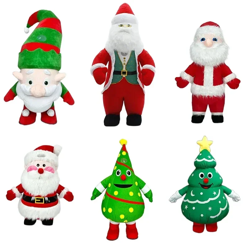 Aufblasbares grünes Baum-Maskottchen-Kostüm für Erwachsene, gehende Puppe, aufblasbare Outfits, Halloween, Weihnachten, ausgefallene Party, keine Batterie
