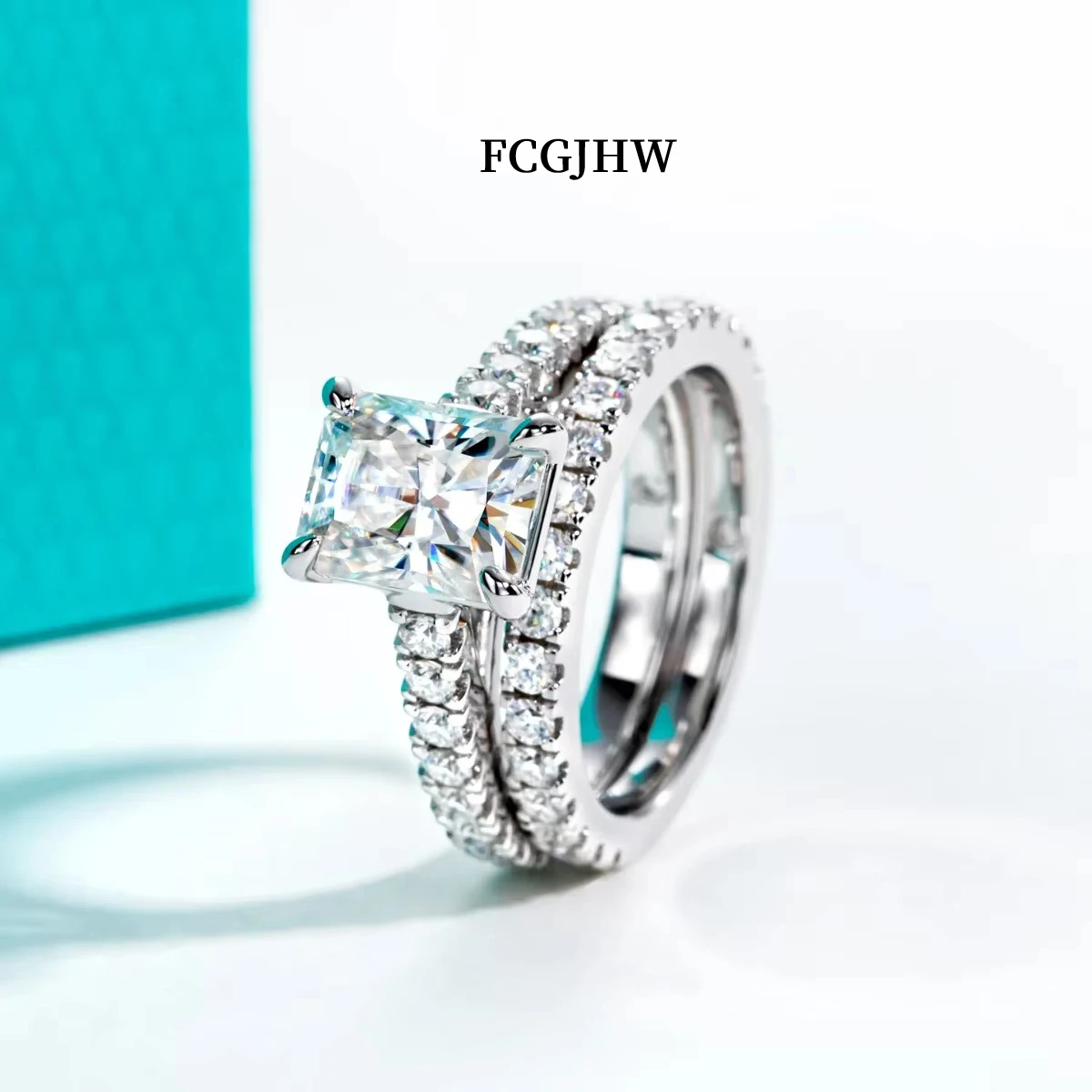 FCGJHW 3ct (Total 4.042ct) Radiant D Color Moissanite Bridal Ring Set Wedding Band Silver Rings for Women Jewelry Gifts 2026