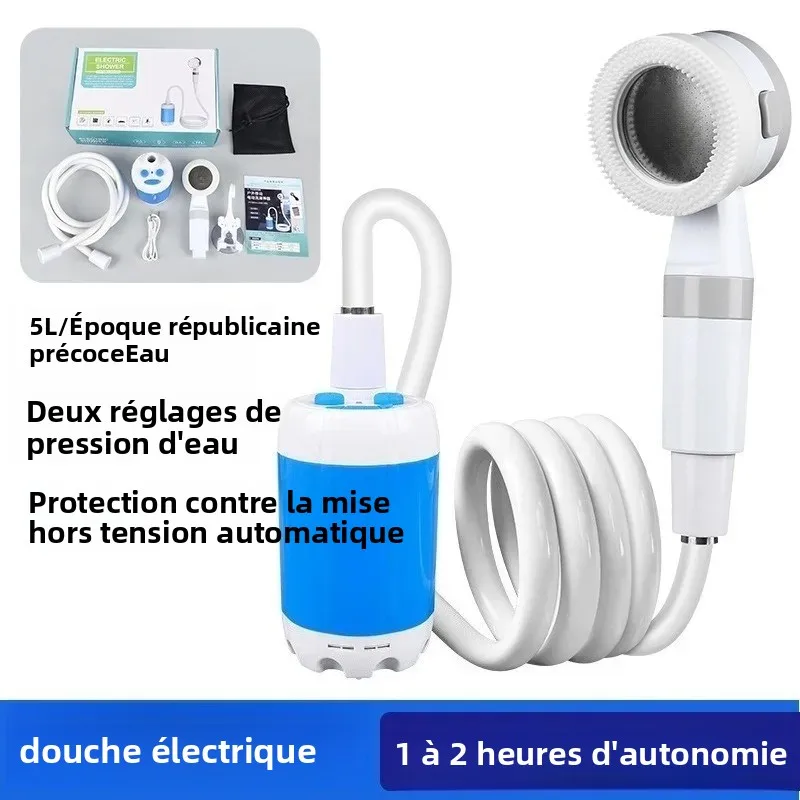 Pas besoin d'électricité, douche de camping portable, pompe de douche de camping extérieure, pompe de douche électrique rechargeable avec affichage numérique intelligent.