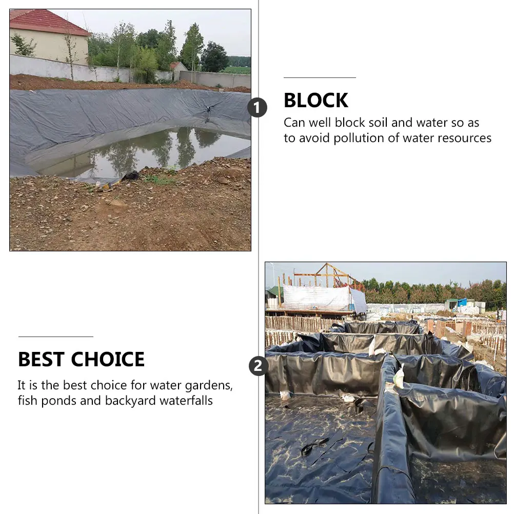 

Black 2.5m*3m HDPE Pond Liner Impermeable Membrane Fish Ponds Water Gardens Backyard Waterfalls Durable Waterproof Soil Blocker